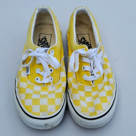 Vans Classic Yellow Checkerboard Lace Up Sneakers Size 6.5 - Picture 2 of 3